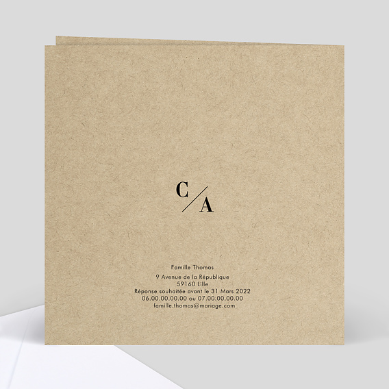 Faire part mariage Authentique Verso