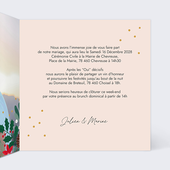 Faire-part Mariage Végétaux de Noël