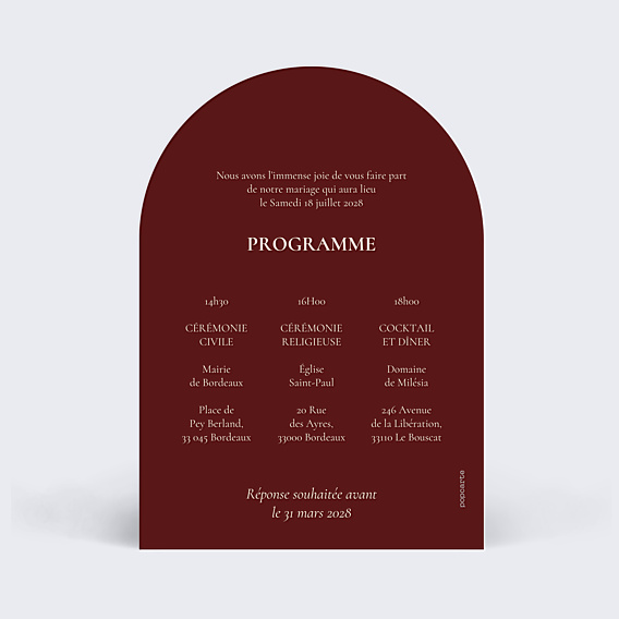 Faire-part Mariage Bloom floral bordeaux