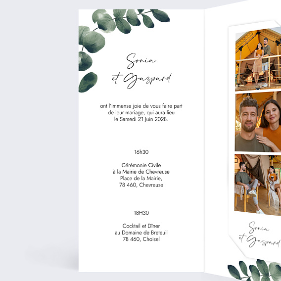Faire-part Mariage Branche d'Eucalyptus