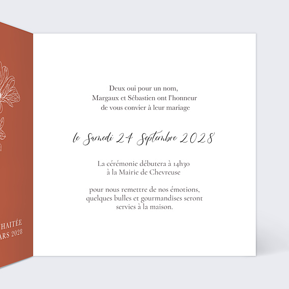 Faire-part Mariage Gravure Terracotta
