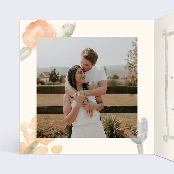 Faire part mariage Aquarelle printanière Intérieur Gauche