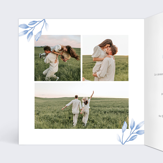 Faire part mariage Bleuet Intérieur Gauche