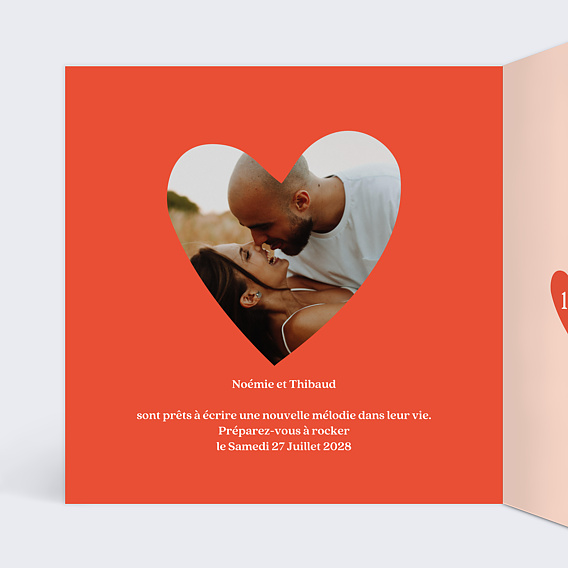 Faire part mariage Chanson d’Amour Intérieur Gauche