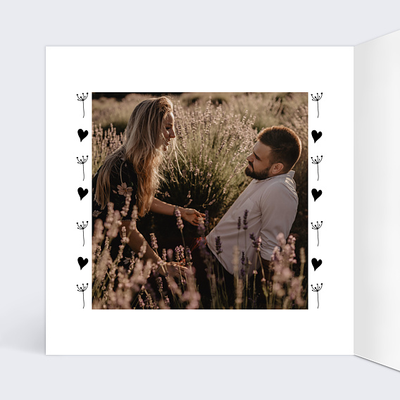 Faire part mariage Coeur Bucolique Intérieur Gauche