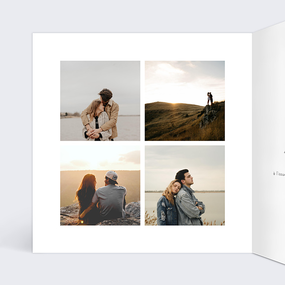 Faire part mariage Simple Pêle-Mêle Intérieur Gauche