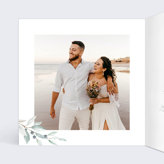 Faire part mariage Couronne d'Oliviers Intérieur Gauche