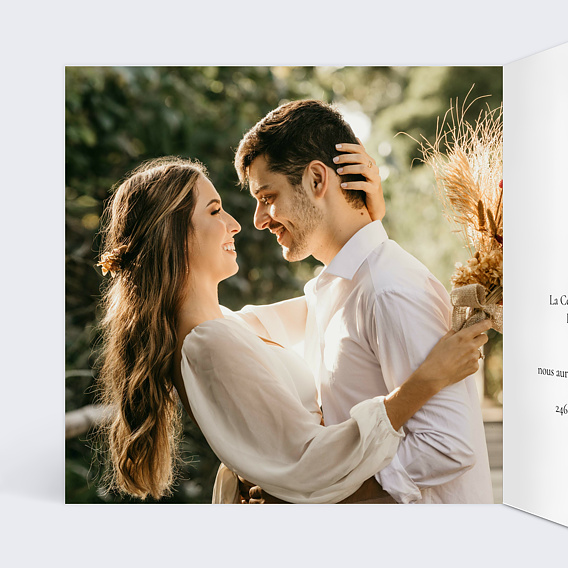 Faire part mariage Couronne Ocre Eucalyptus Intérieur Gauche