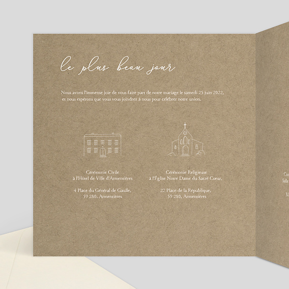 Faire part mariage Cueillette Intérieur Gauche