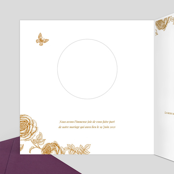 Faire part mariage Découpe Baroque Intérieur Gauche