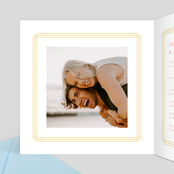 Faire part mariage Dorure Caractère Intérieur Gauche