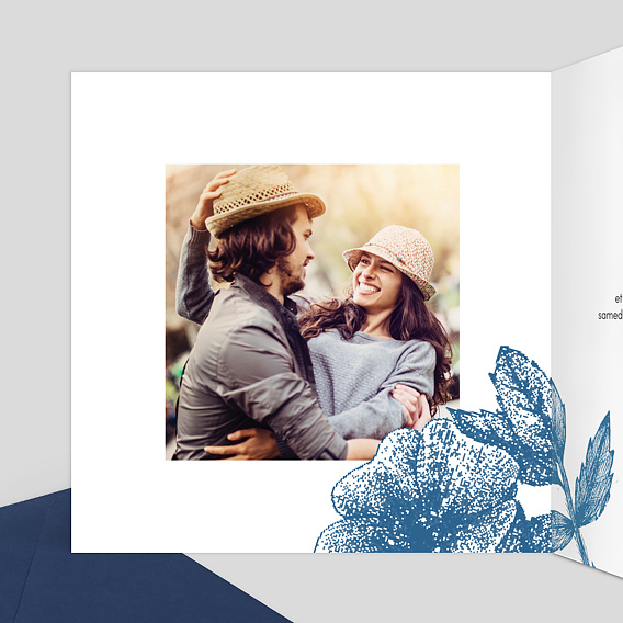 Faire part mariage Engraved Flower Intérieur Gauche