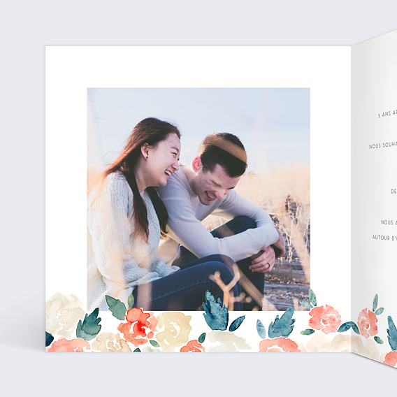 Faire part mariage Envolée Florale Intérieur Gauche