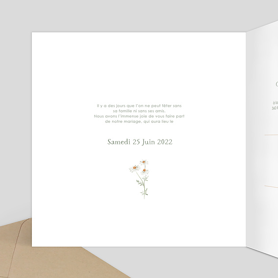 Faire part mariage Étiquette Champêtre Intérieur Gauche