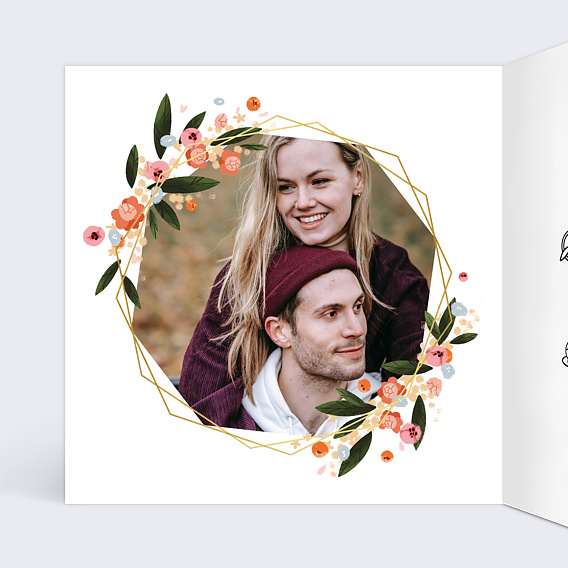 Faire part mariage Hexagone Champêtre Intérieur Gauche