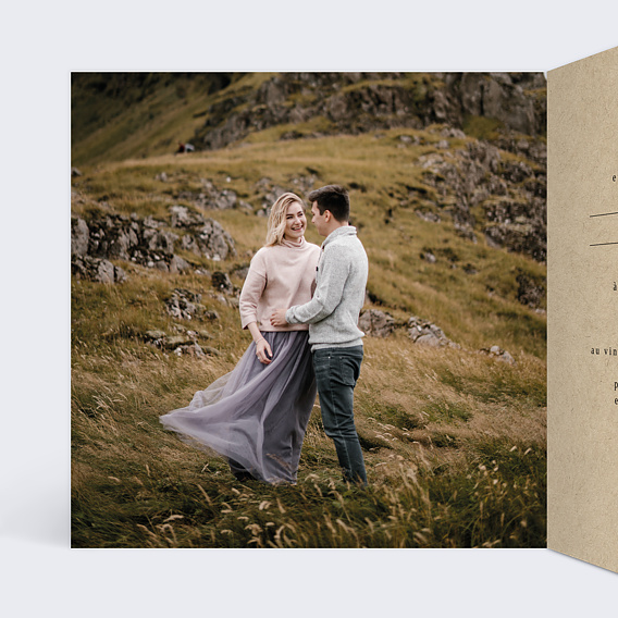 Faire part mariage Idylle à la Montagne Intérieur Gauche