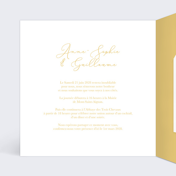 Faire part mariage Joli Oui avec Graines Intérieur Gauche