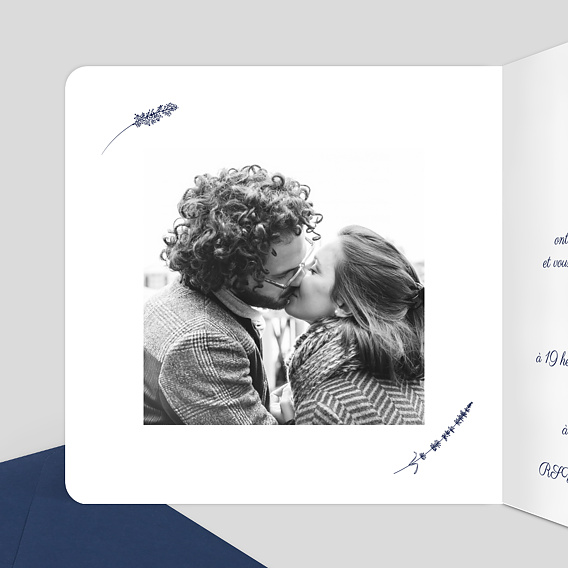 Faire part mariage Jolie Lavande Intérieur Gauche