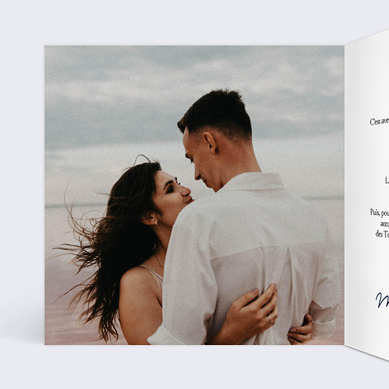 Faire part mariage Marinière et Encre  Intérieur Gauche