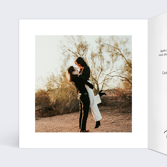 Faire part mariage Moments volés photo Intérieur Gauche