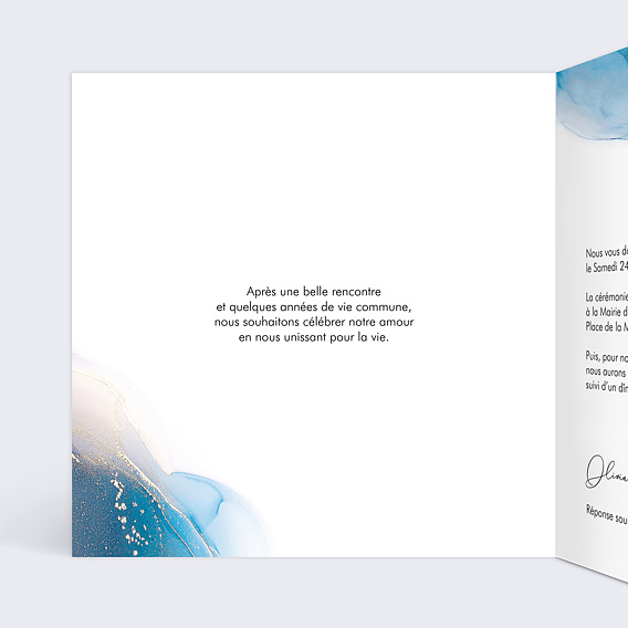 Faire part mariage Opaline Intérieur Gauche