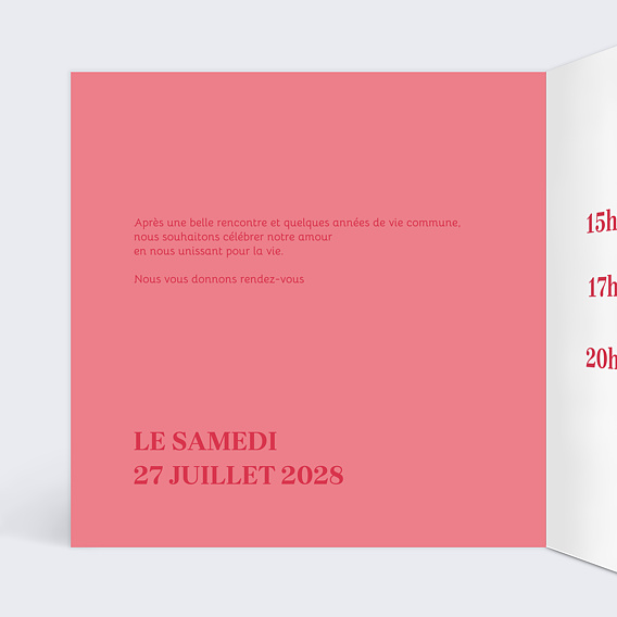 Faire part mariage Oui Coloré Intérieur Gauche