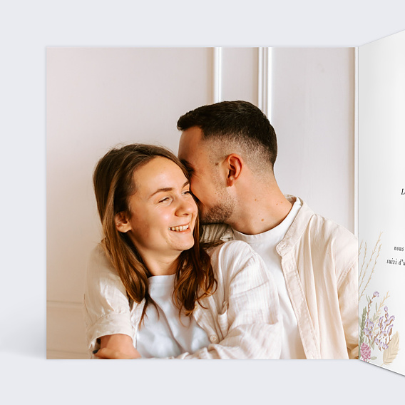 Faire part mariage Petit Bouquet Champêtre Intérieur Gauche