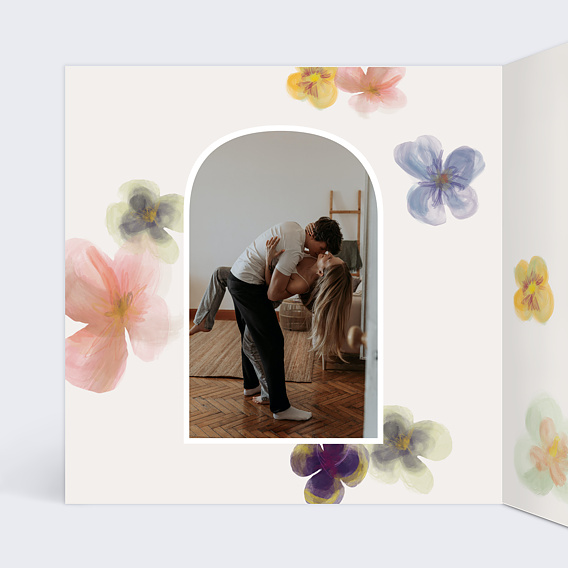 Faire part mariage Profusion Aquarelle Intérieur Gauche