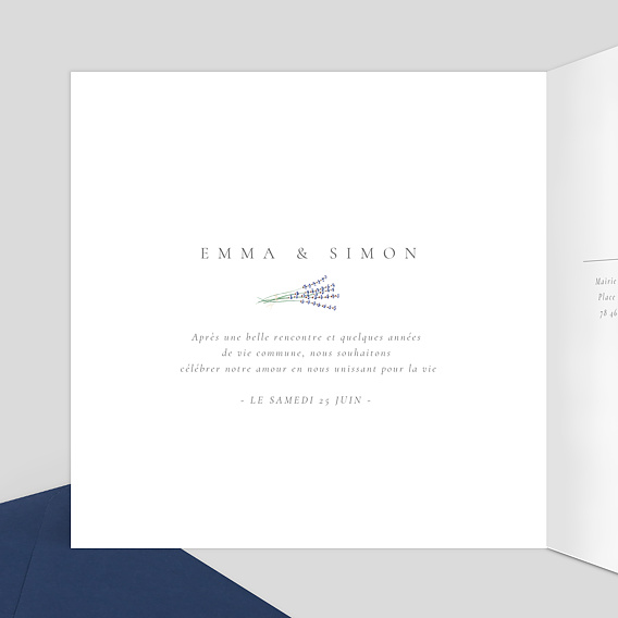 Faire part mariage Provençale Intérieur Gauche