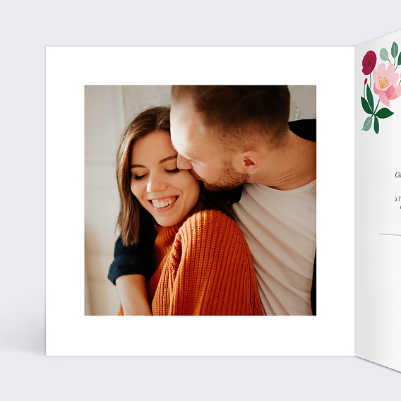 Faire part mariage Ronde Romantique Intérieur Gauche