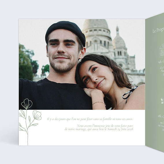 Faire part mariage Soliflore Intérieur Gauche