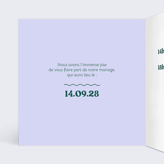 Faire part mariage Typographie Colorée Intérieur Gauche