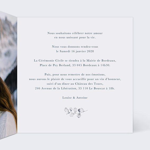 Faire-part Mariage Couronne classique bleu