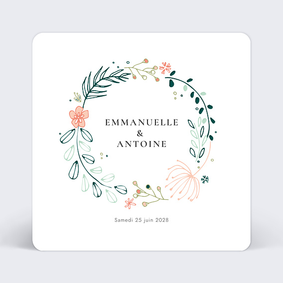 Faire-part Mariage Couronne de Fleurs