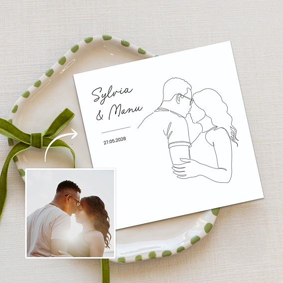 Faire part mariage Couple line art Après 1