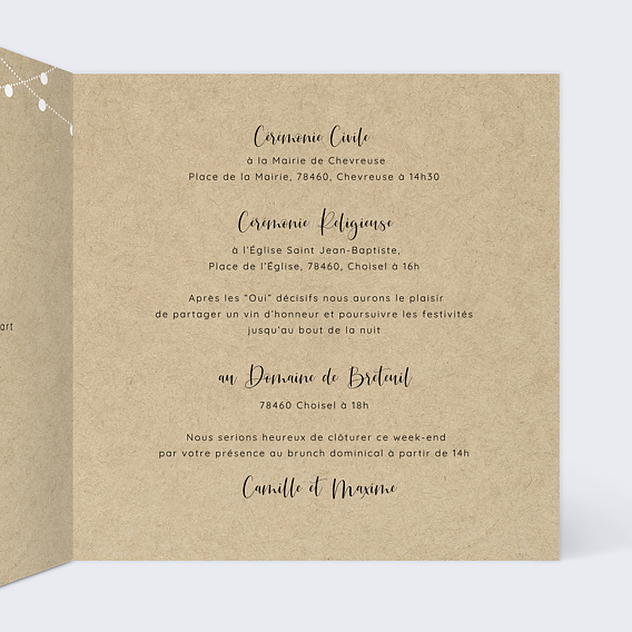 Faire part mariage Arbre Intérieur Droit