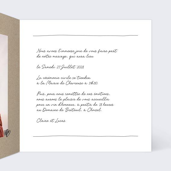 Faire part mariage Message Humoristique Intérieur Droit