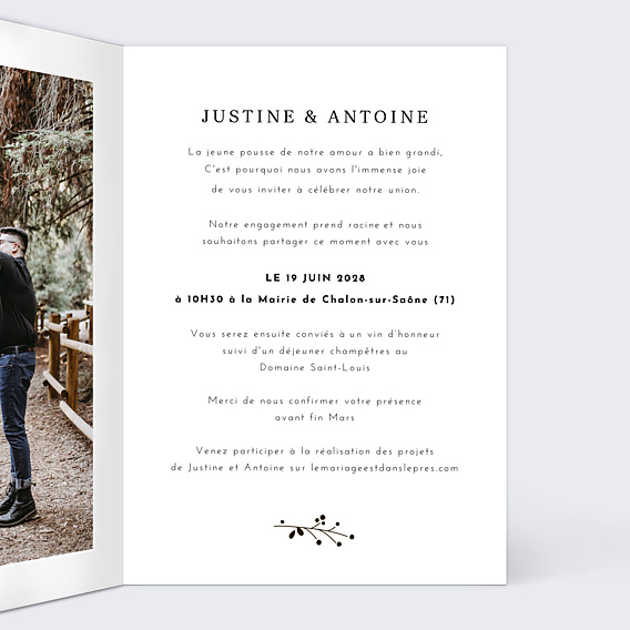 Faire-part Mariage Effet bois