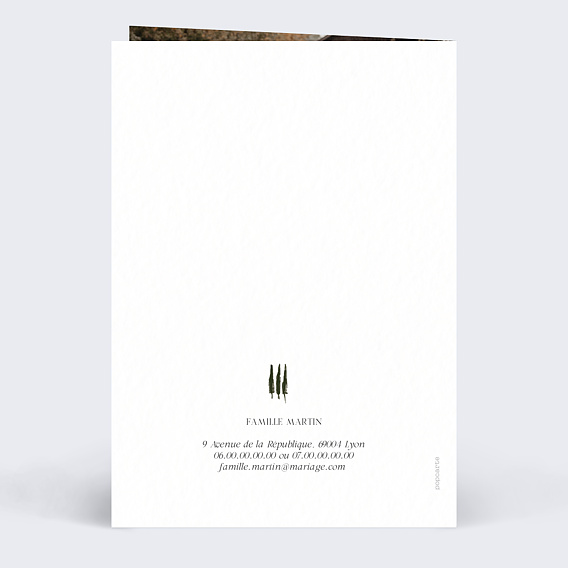 Faire part mariage Vignes Verso