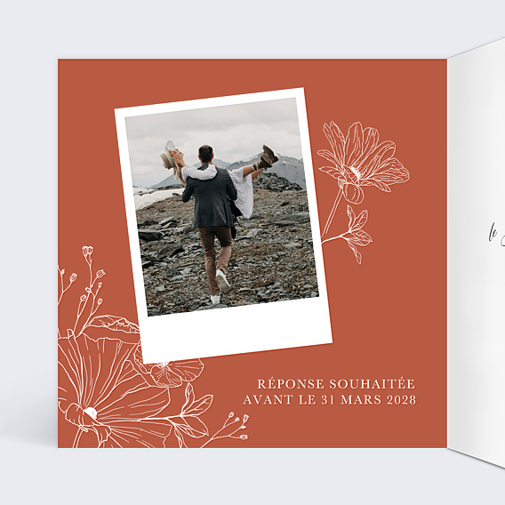 Faire-part Mariage Gravure Terracotta