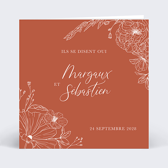Faire-part Mariage Gravure Terracotta