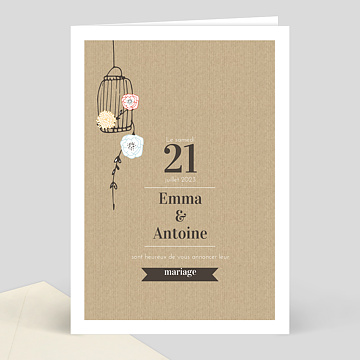 Faire-part Mariage Amour en cage