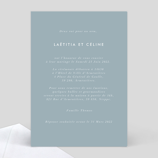 Faire-part Mariage Romantique Pastel Verso