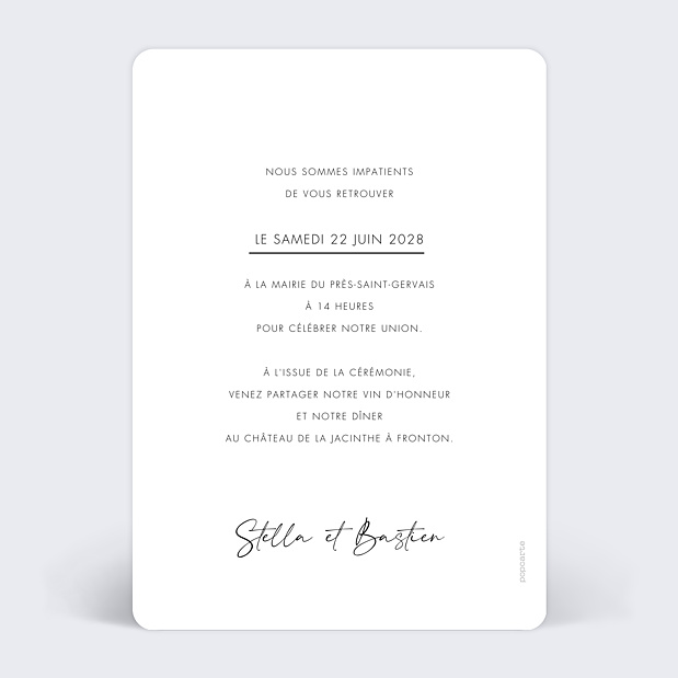Faire-part de Mariage Pleins et Déliés Verso