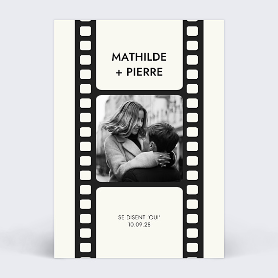 Faire part mariage Bande cinéma vintage