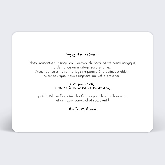 Faire part mariage Roadtrip Avion Verso