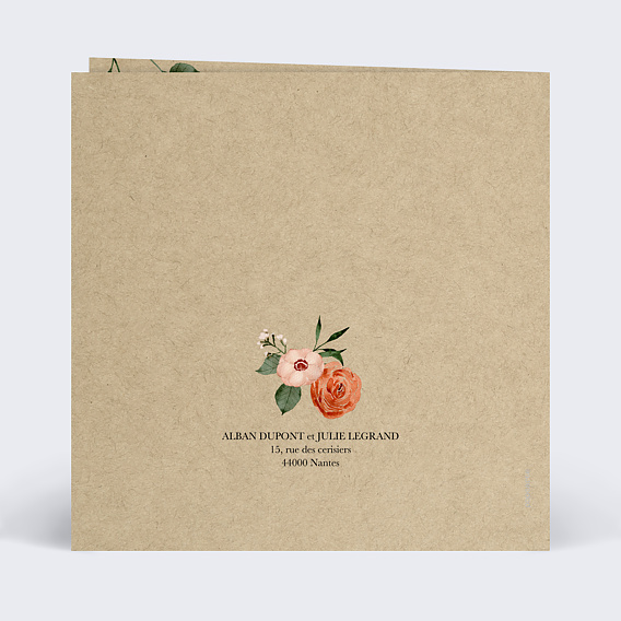 Faire part mariage Automne Chic Verso