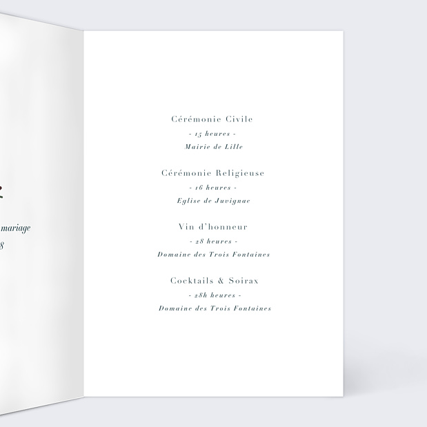 Faire-Part Mariage Illustration Douceur Intérieur Droit
