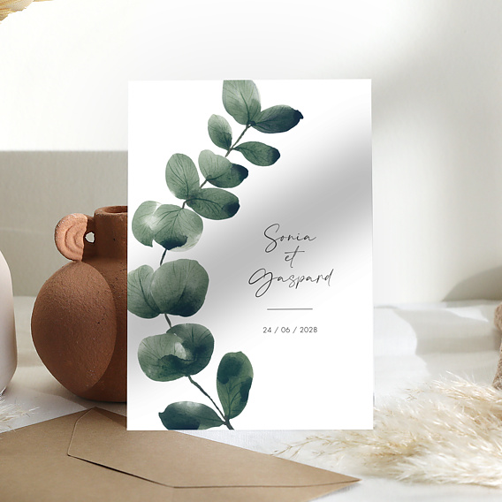 Faire part mariage Branche d'Eucalyptus