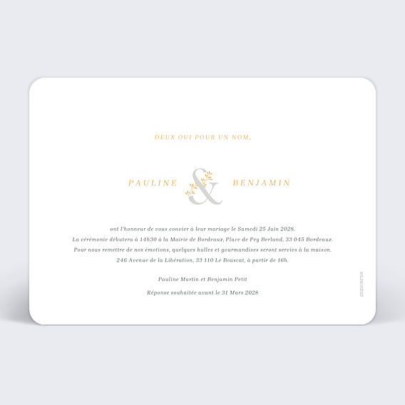 Faire-part Mariage Esperluette Botanique